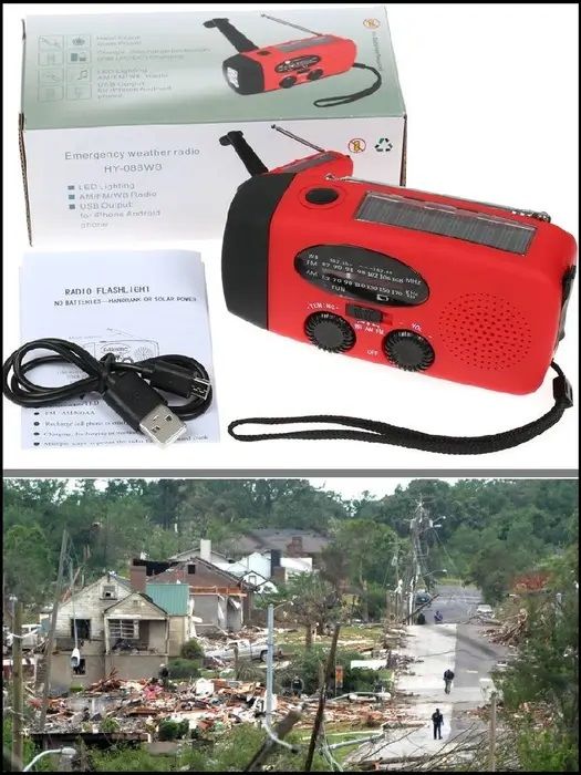 Emergency Solar Hand Crank Dynamo AM/FM/WB/NOAA Weather Radio LED Torch  Charger