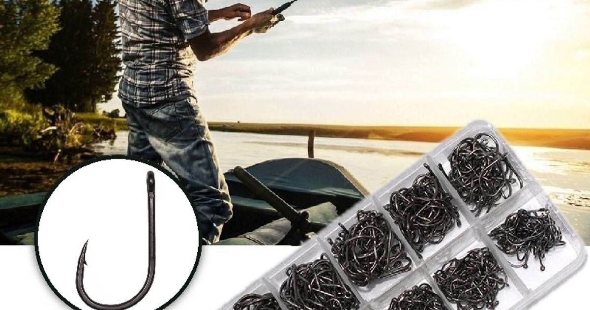 Carbon Steel Fishing Hooks - Multi Sizes - 100 pcs