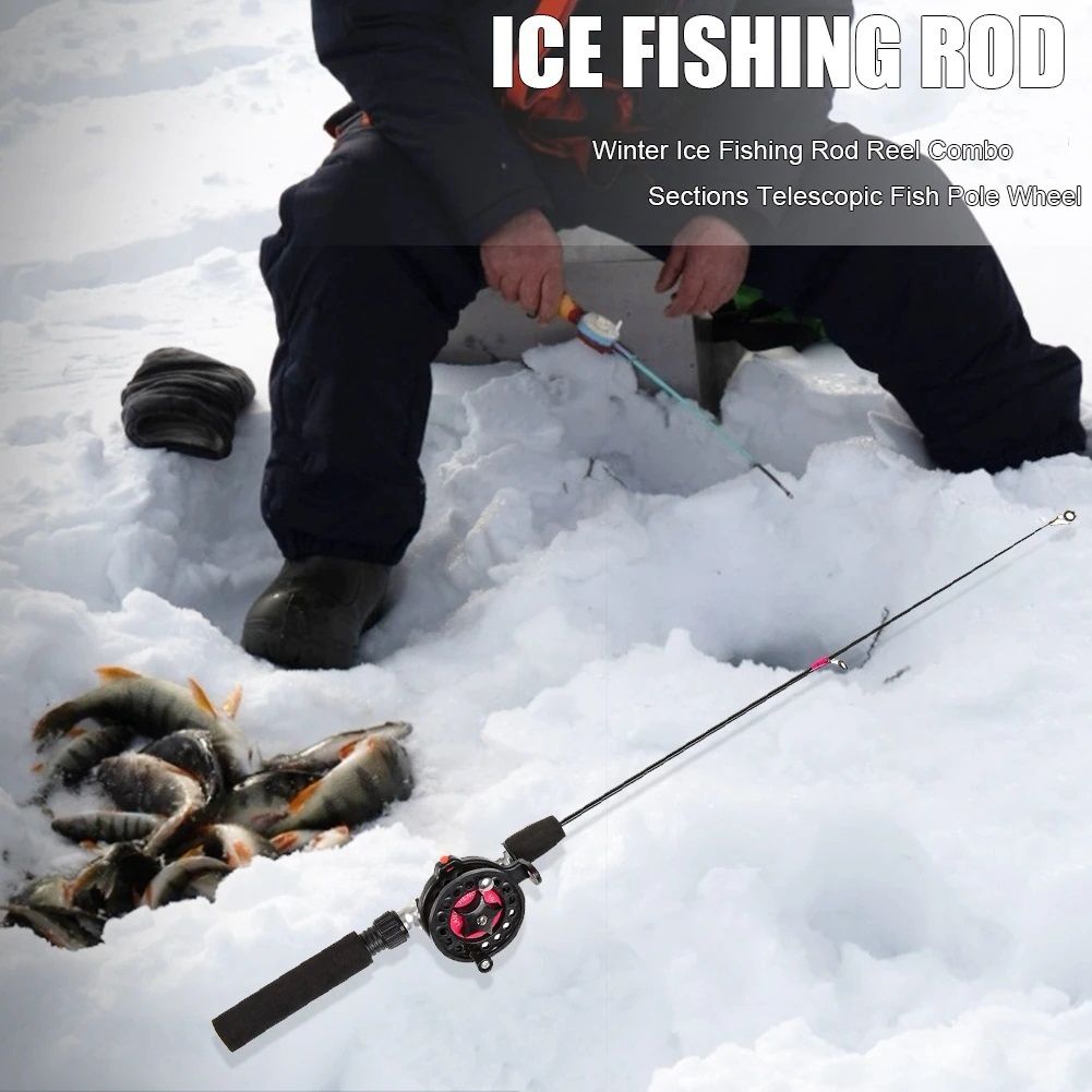 Mini Ice Fishing Rod and Reel Combo Set, Pole Top Tips Swim Jigs Hook Set  Winter Fishing Tackle Rod & Reel Combos Fishing