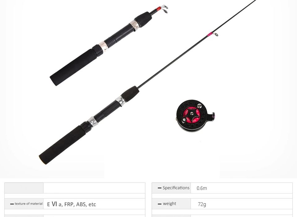 Xuanheng 33cm Mini Portable Ice Fishing Rod Reel Winter Pole Gear Telescopic Fishing Pole With Fishing For Children Kids Yellow As Described