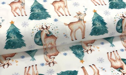 Christmas deer: white, cotton lycra Christmas (euroknit)