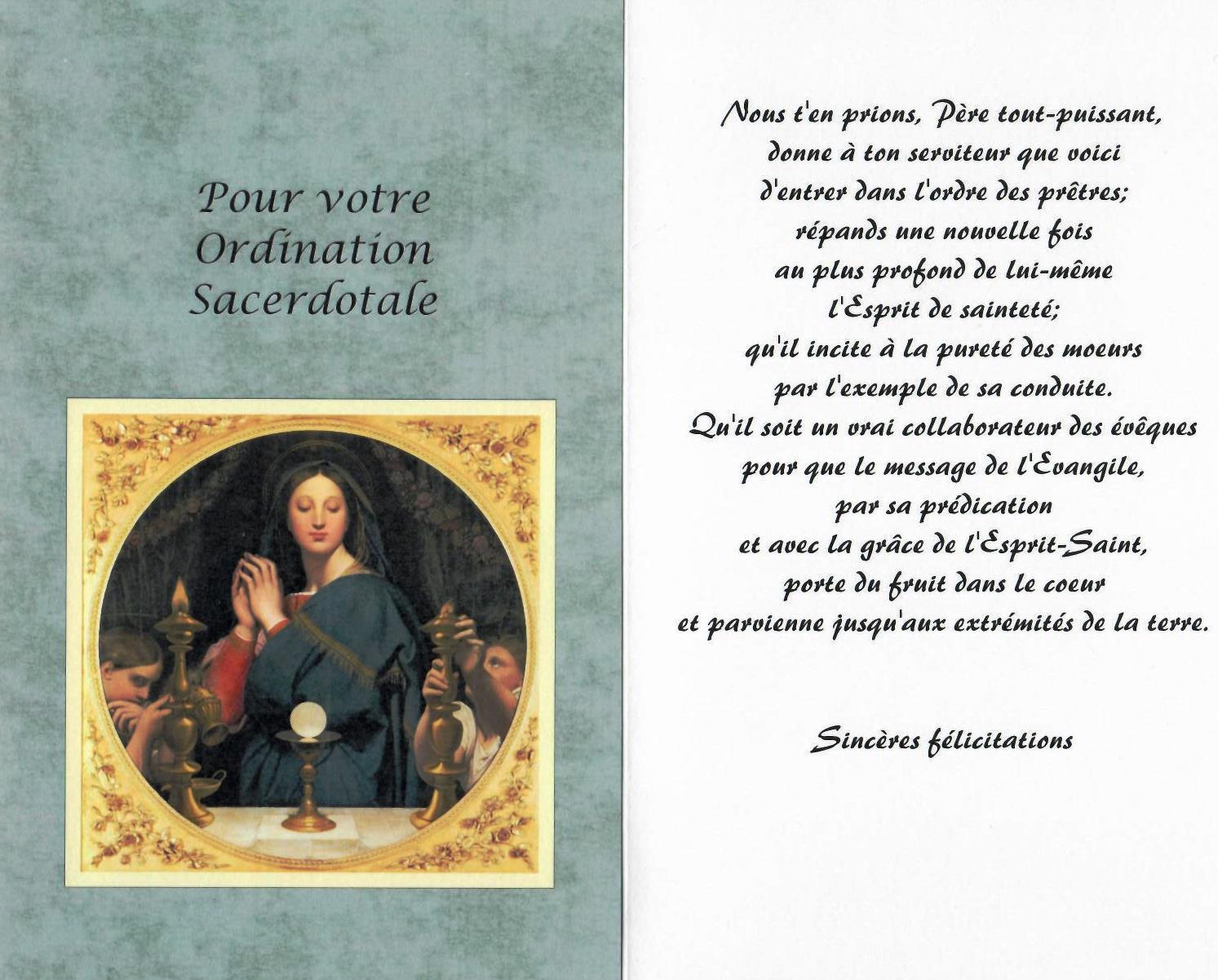 CARTE DE SOUHAIT "POUR VOTRE ORDINATION SACERDOTALE" # 7