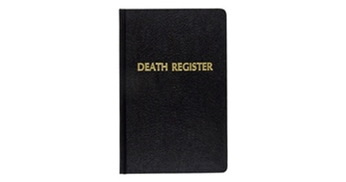 Death Register Excel Registre des décès