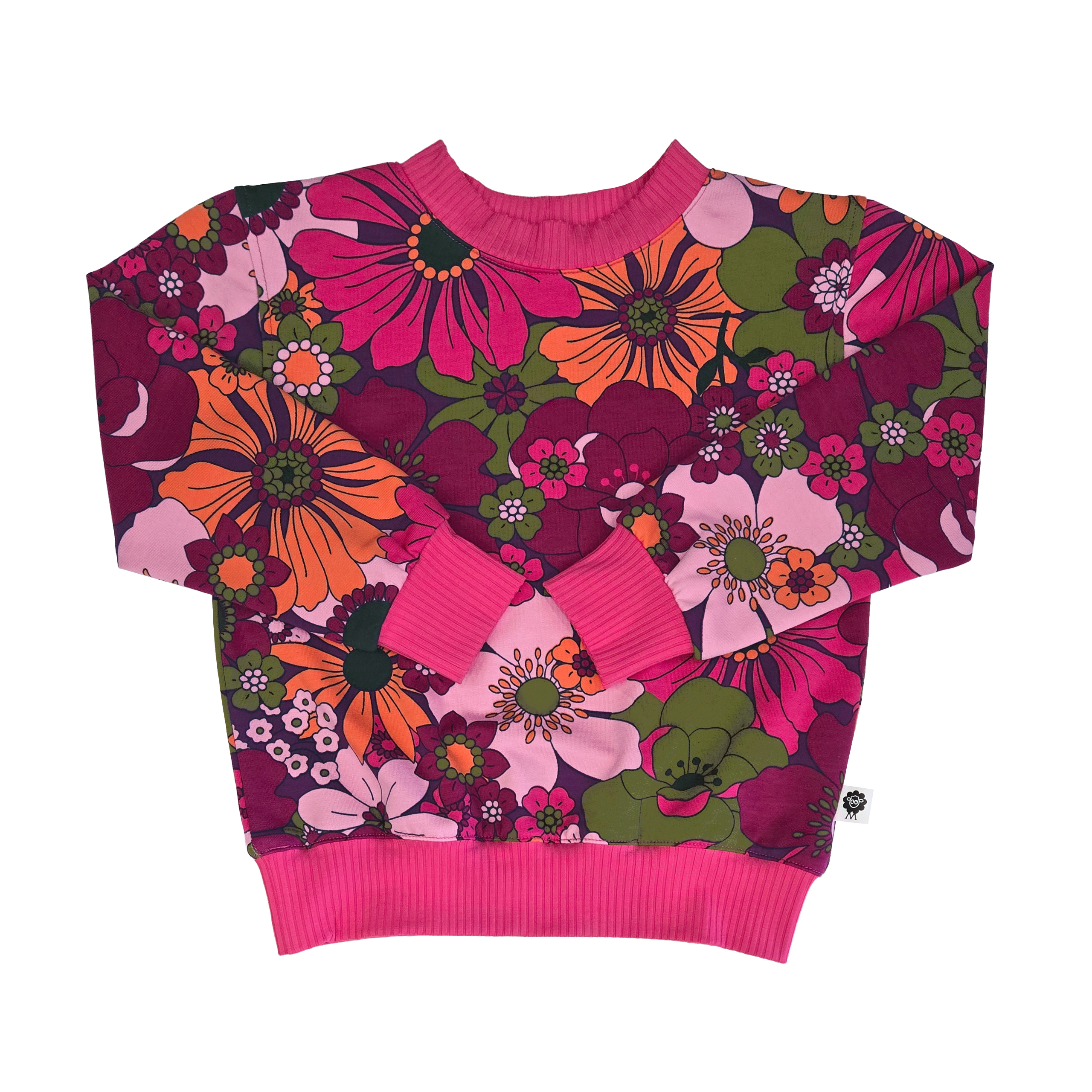 Bright Flowers Girl Sweater Made in Quebec | Mouton noir