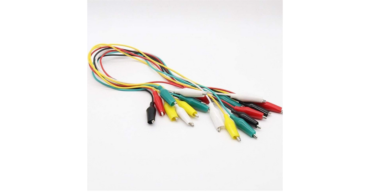 Lot De 10 Pinces Crocodile Double Extrémité 50 Cm – Câbles De Test Couleur 35 Mm, Rouge/Noir/Blanc/Jaune/Vert
