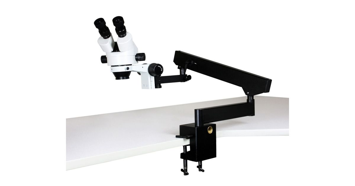 WP-7 Series Zoom Stereo Microscopes with Articulating Arm Clamp Stand