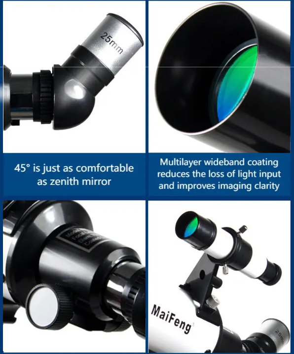 Télescope Astronomique Réfracteur 70 Mm Ouverture / 400 Mm Focale - Pour Débutants, Avec Trépied Et Adaptateur Téléphone - 12