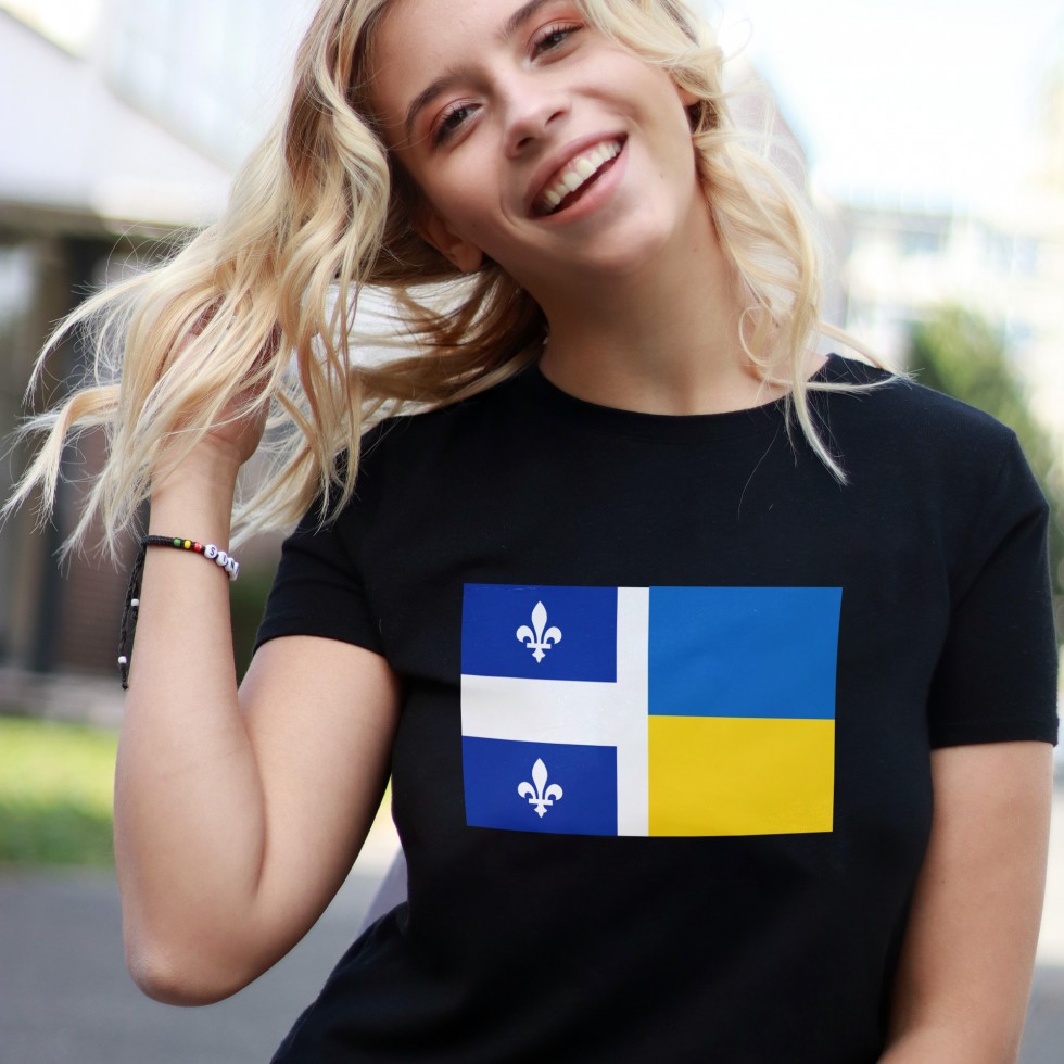 T shirt noir pour femme Qu bec Ukraine