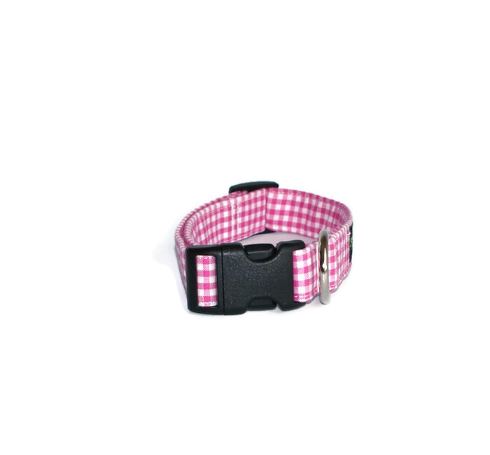 Pink gingham hot sale dog collar