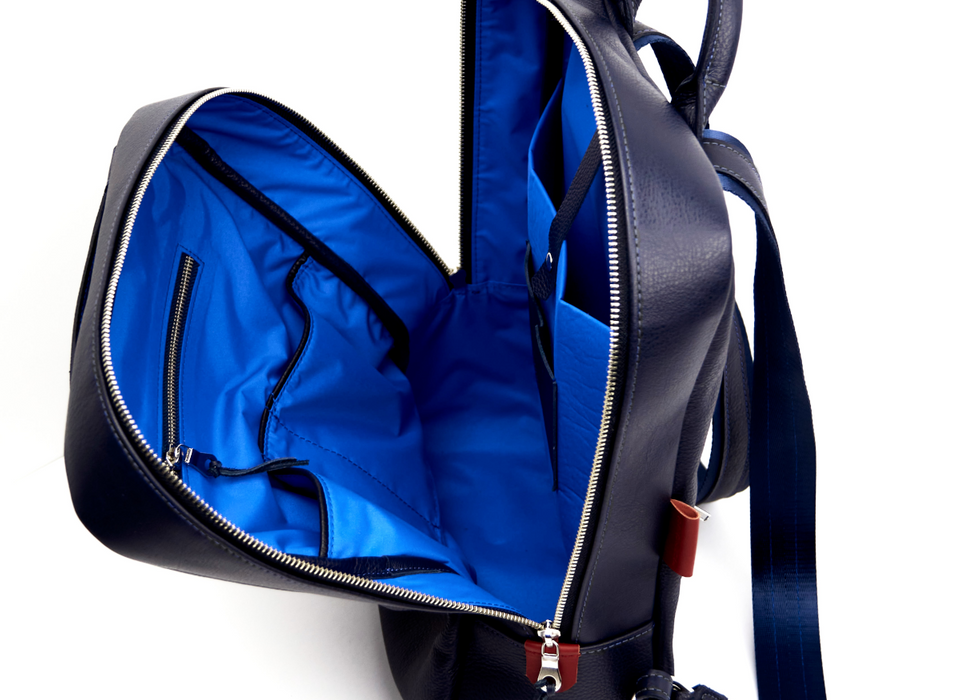 Navy blue leather outlet backpack