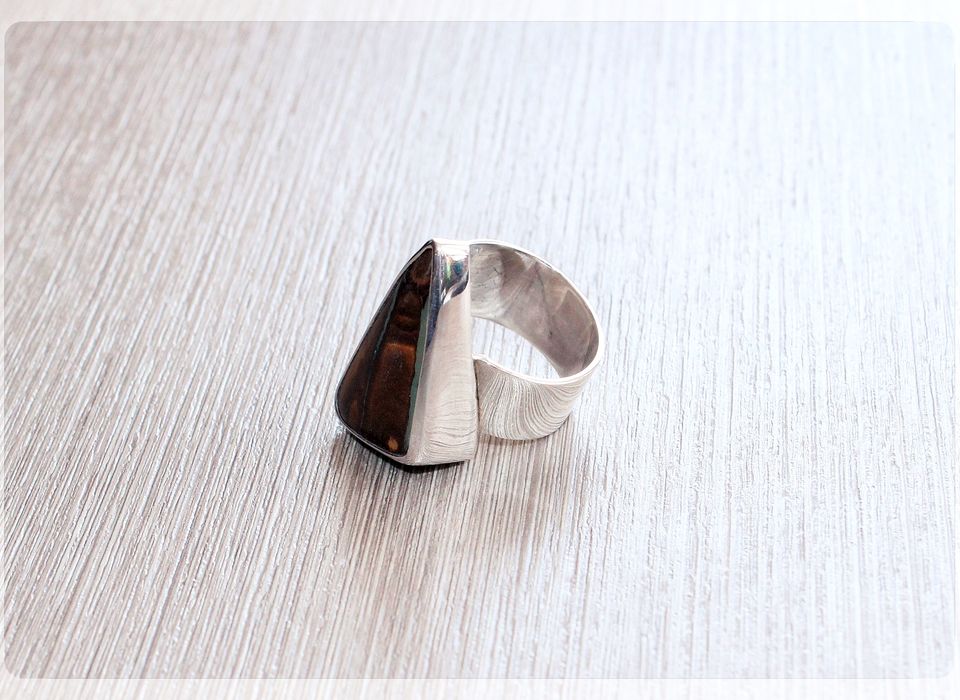 Bague En Argent 925 Avec Opale Boulder D'Australie - Taille 53 - Neuf Avec étiquettes