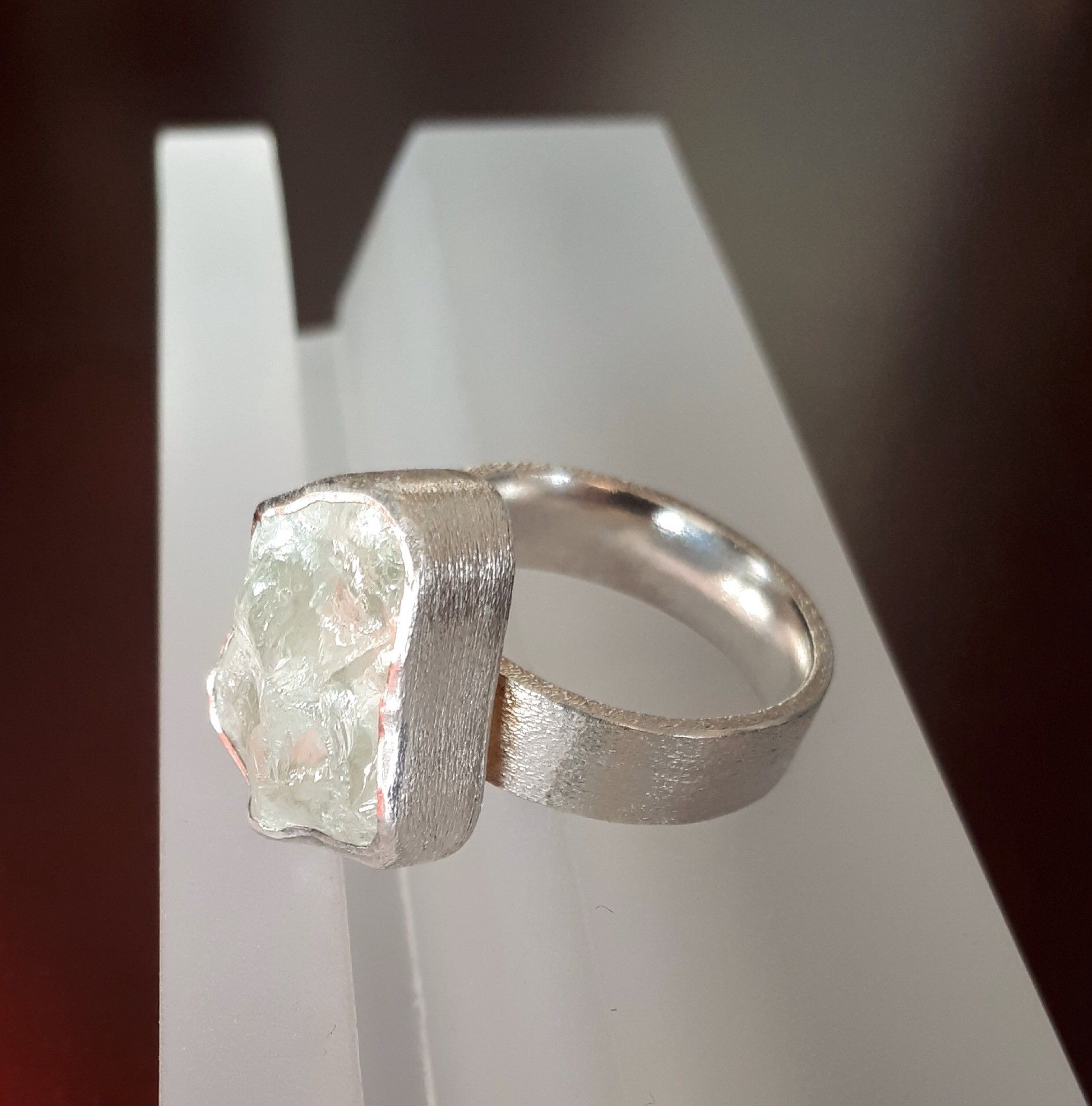Bague Argent Massif 850 Avec Aigue-marine - Taille 49, Pierre Bleue, écrin Inclus - Neuf étiqueté
