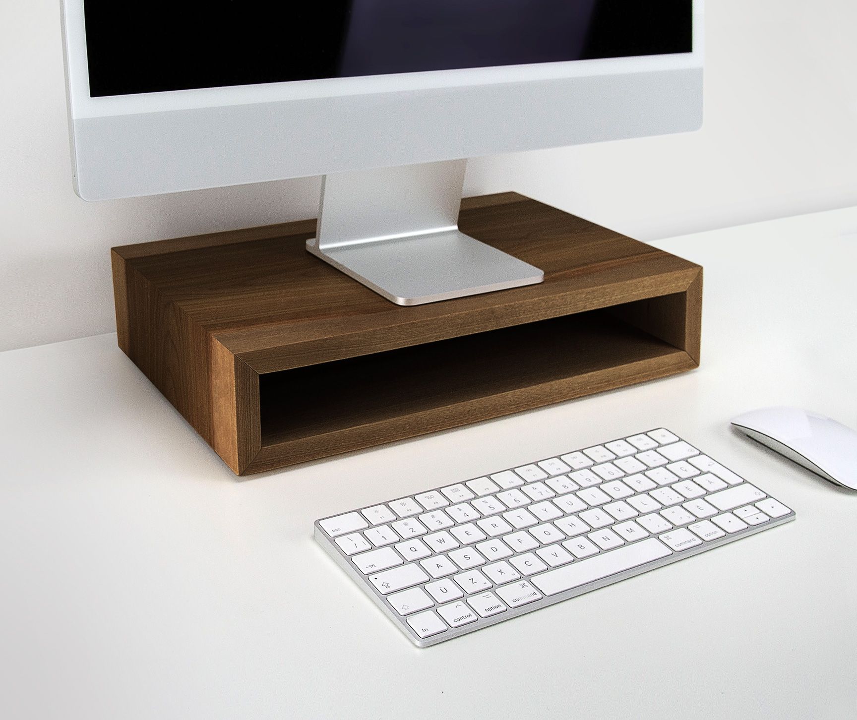 Support écran Pro - Pour votre ordinateur de bureau en bois de noyer