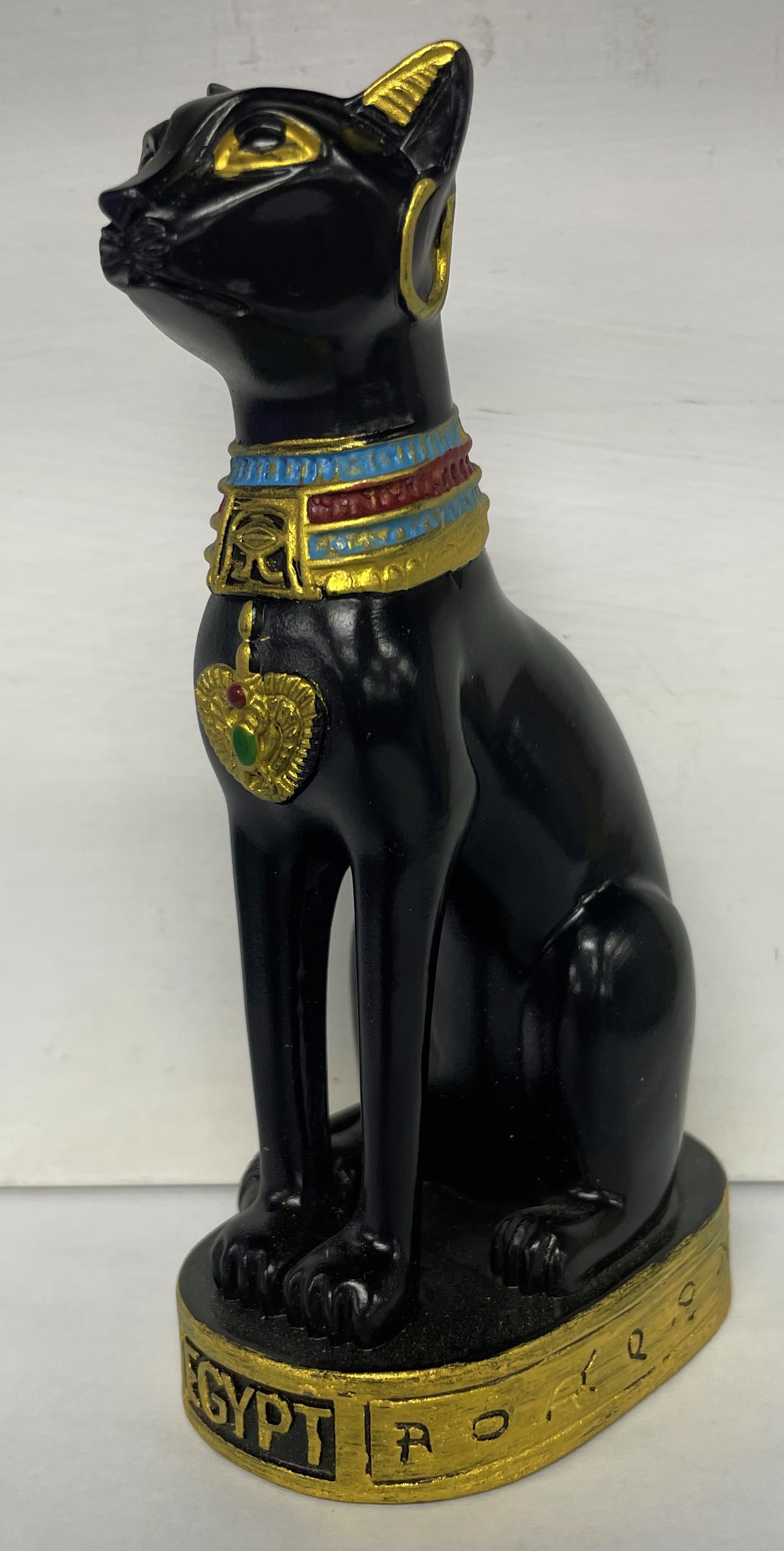 FIGURINE BASTET DÉESSE Égyptienne Chat Noir Bastet Statue Résine