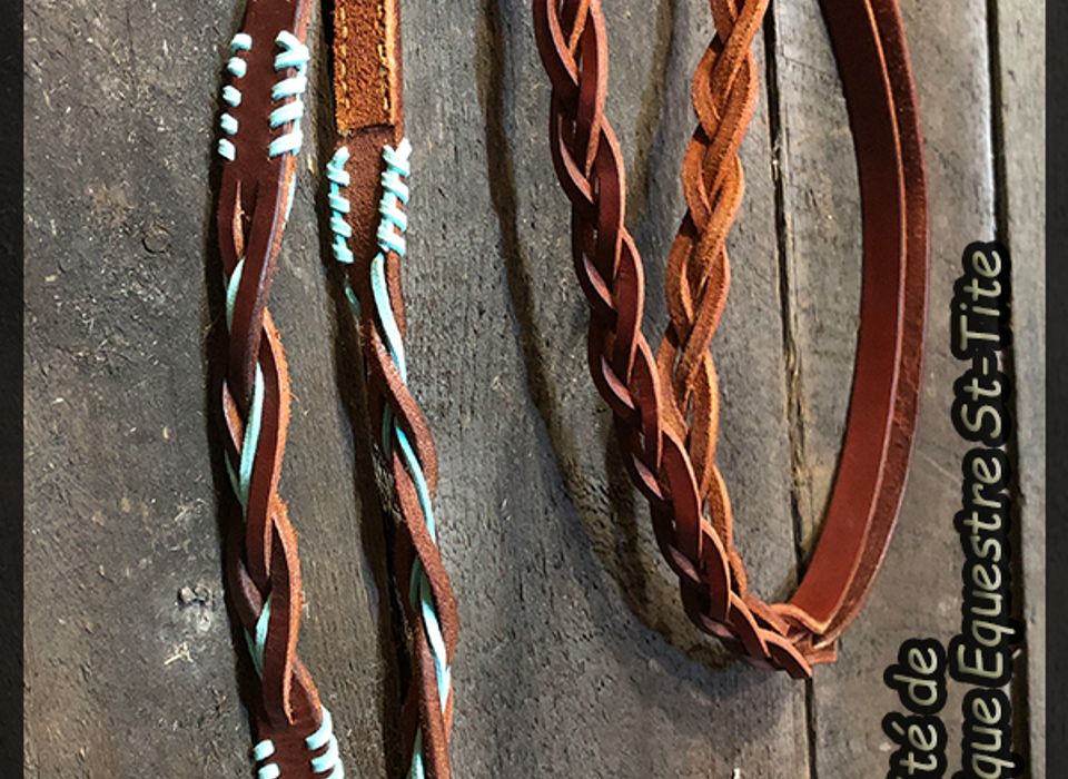 Rênes tressées cuir marron taille cob - Sport & Plein air