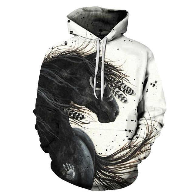 Hoodie cheval blanc noir