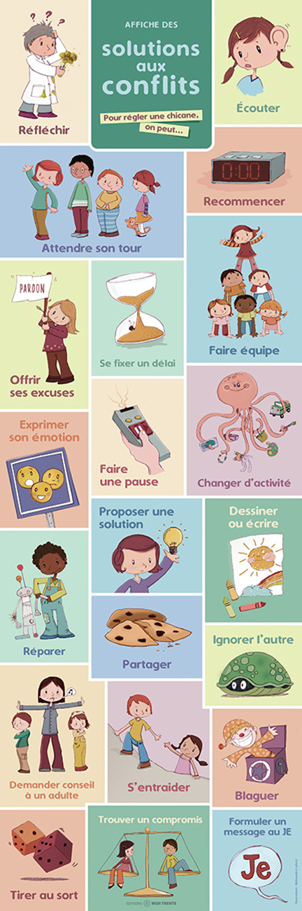 Affiche des solutions aux conflits | Éditions Midi trente
