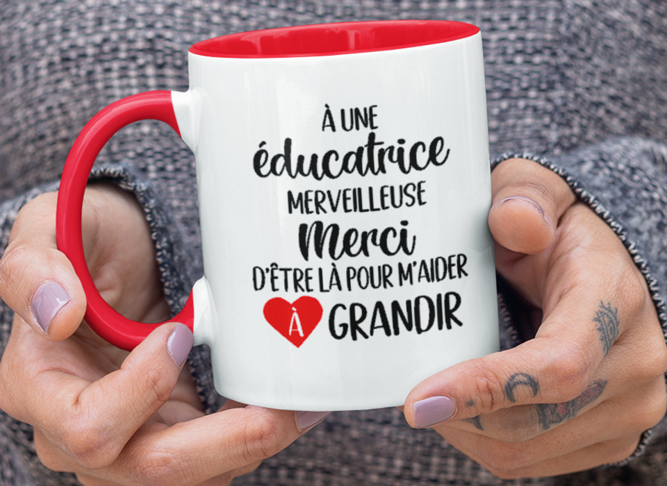 Stickers pour verre, tasse ou coupe '' Une éducatrice prend la main ouvre  l'esprit touche le cœur Façonne l'avenir MERCI '' -  Canada