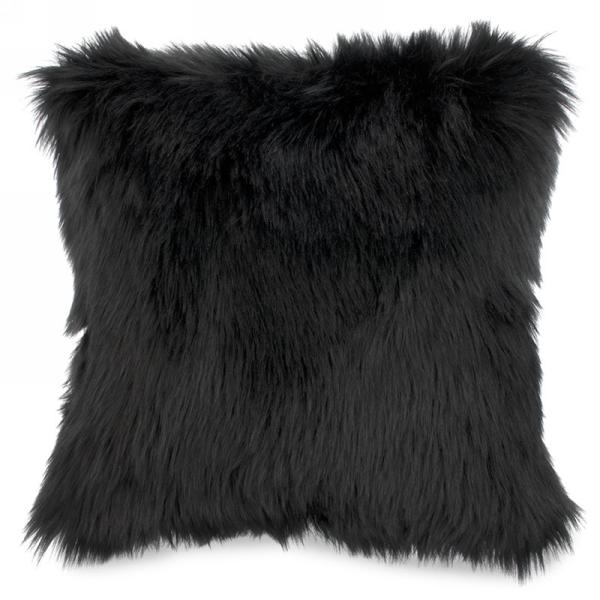 Black faux outlet fur cushion