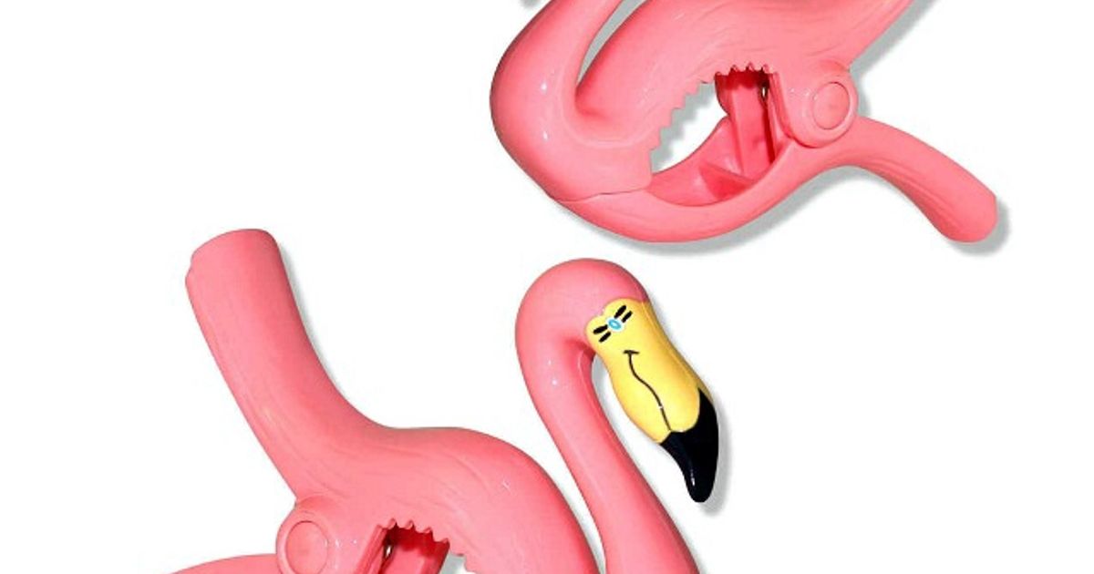 Pink Flamingo beach towel clips