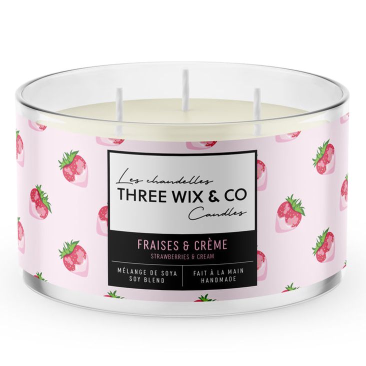 Bougie Fraise et crème - Three Wix & Co