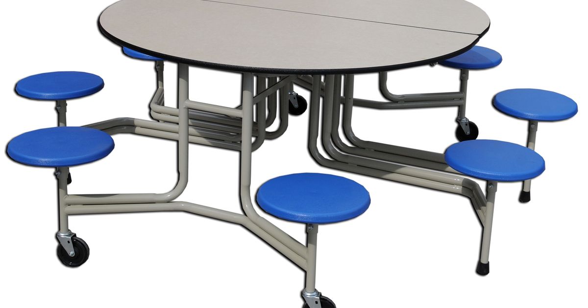 MOBILE FOLDING, ROUND, CAFETERIA TABLE