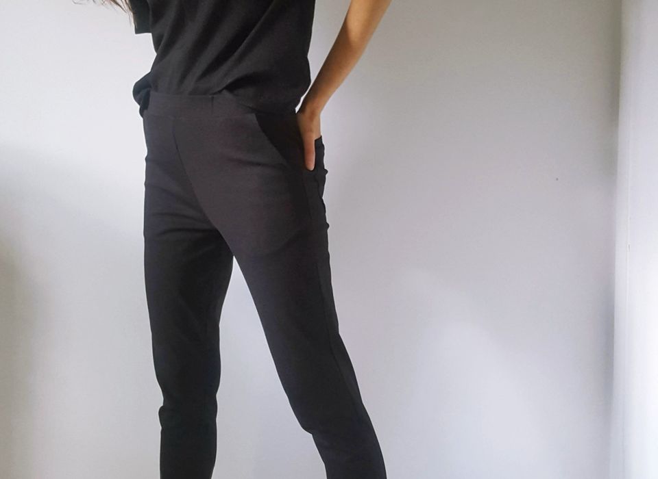 Jean Style Ponte Stretch Trouser Black - New In from Yumi UK