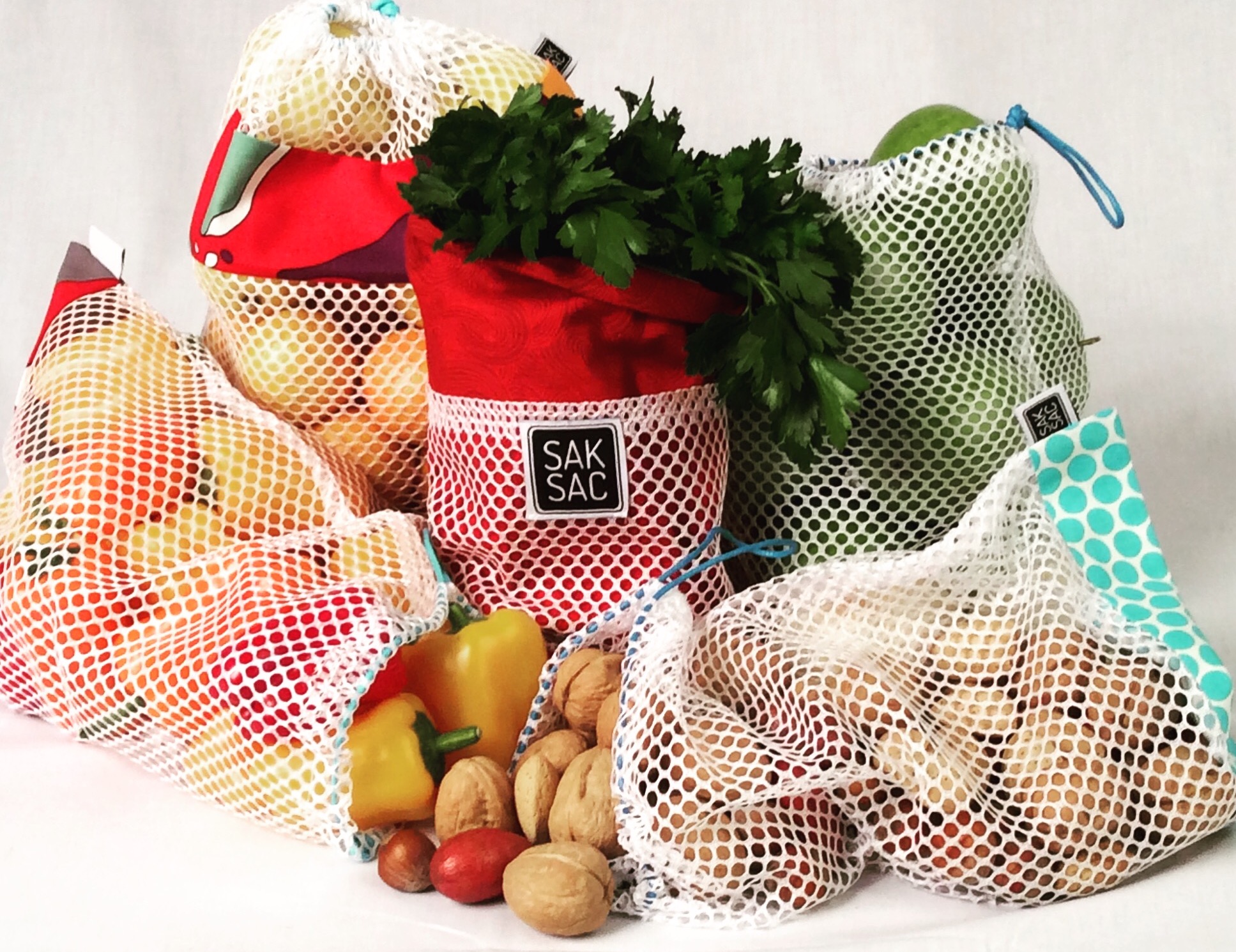 Ensembles de sacs pour fruits et l gumes Filet blanc