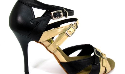 Tosca Cuir Beige et Noir - Stiletto