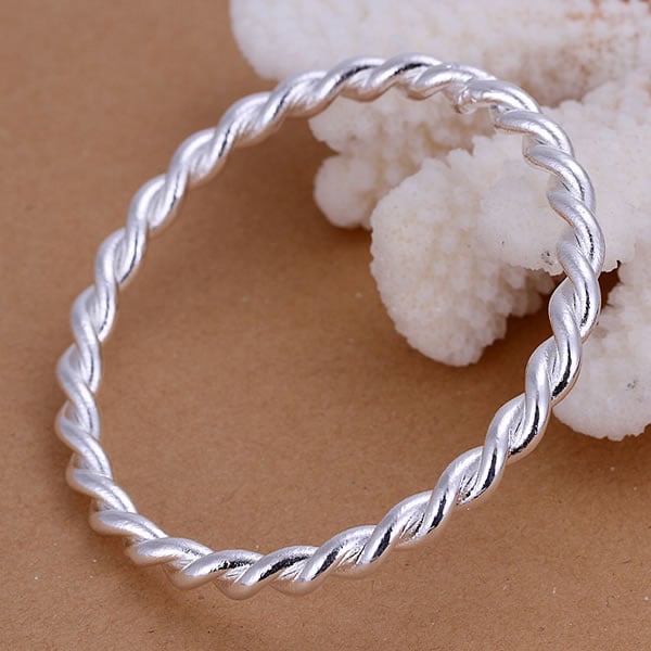 Twisted Bangle Bracelet - Silver Sterling (Width 4 mm