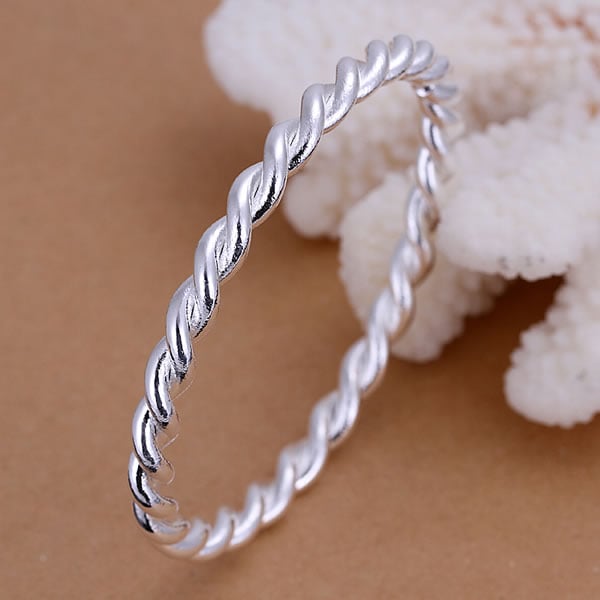 Twisted Bangle Bracelet - Silver Sterling (Width 4 mm