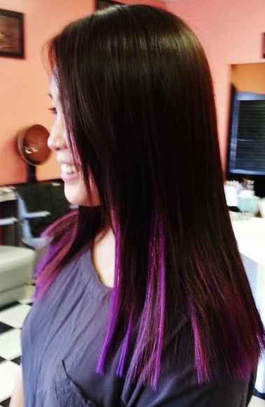 Straight purple outlet ombre hair