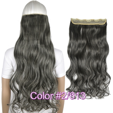 CLIP IN hair extension Straight Loose Curl 60 cm 24 Gray PEPPE