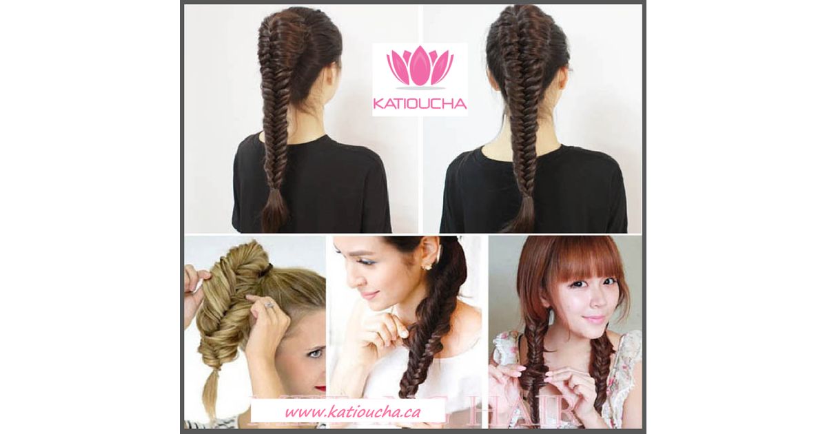 Fishtail Rope Braid Fishtail Plait Ponytail, Elastic Drawstring Rope Hair Chignon