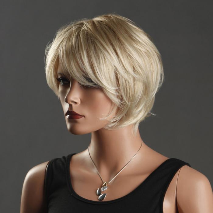 Blonde Short Straight Hair Full Wig 30 cm CODE 38981