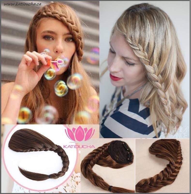 Clip in Hair extension Braid fringe in all colors Black brown aubur