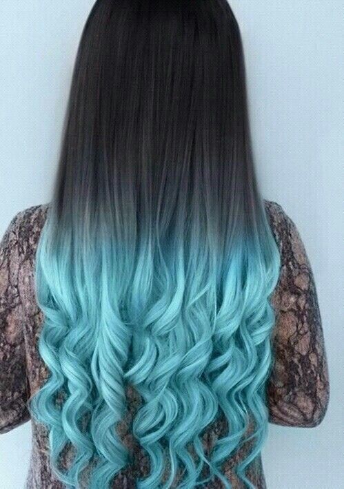 Blue ombre shop straight hair