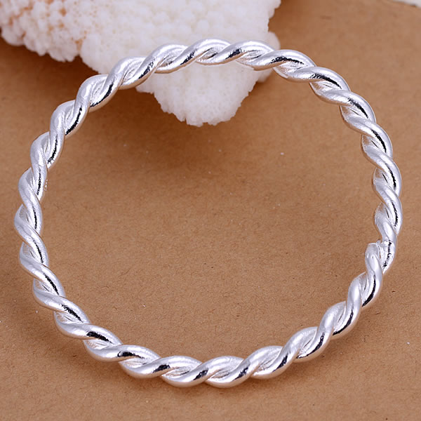 Twisted Bangle Bracelet - Silver Sterling (Width 4 mm