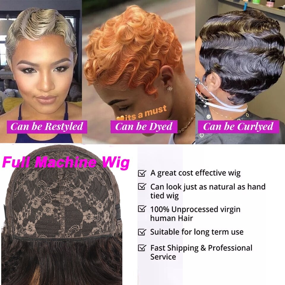 Human Hair Finger Wave Wig