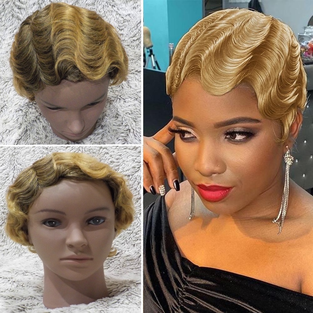 Human Hair Finger Wave Wig