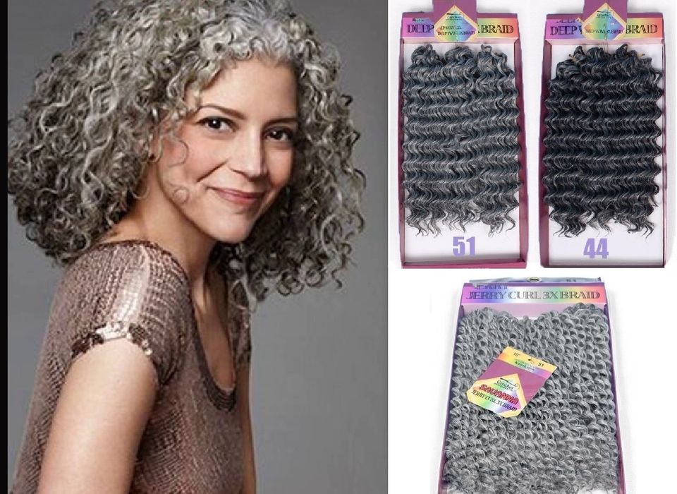10-12'' 3 pcs/Pack Premium Grey Deep Wave Hair Extension Crochet