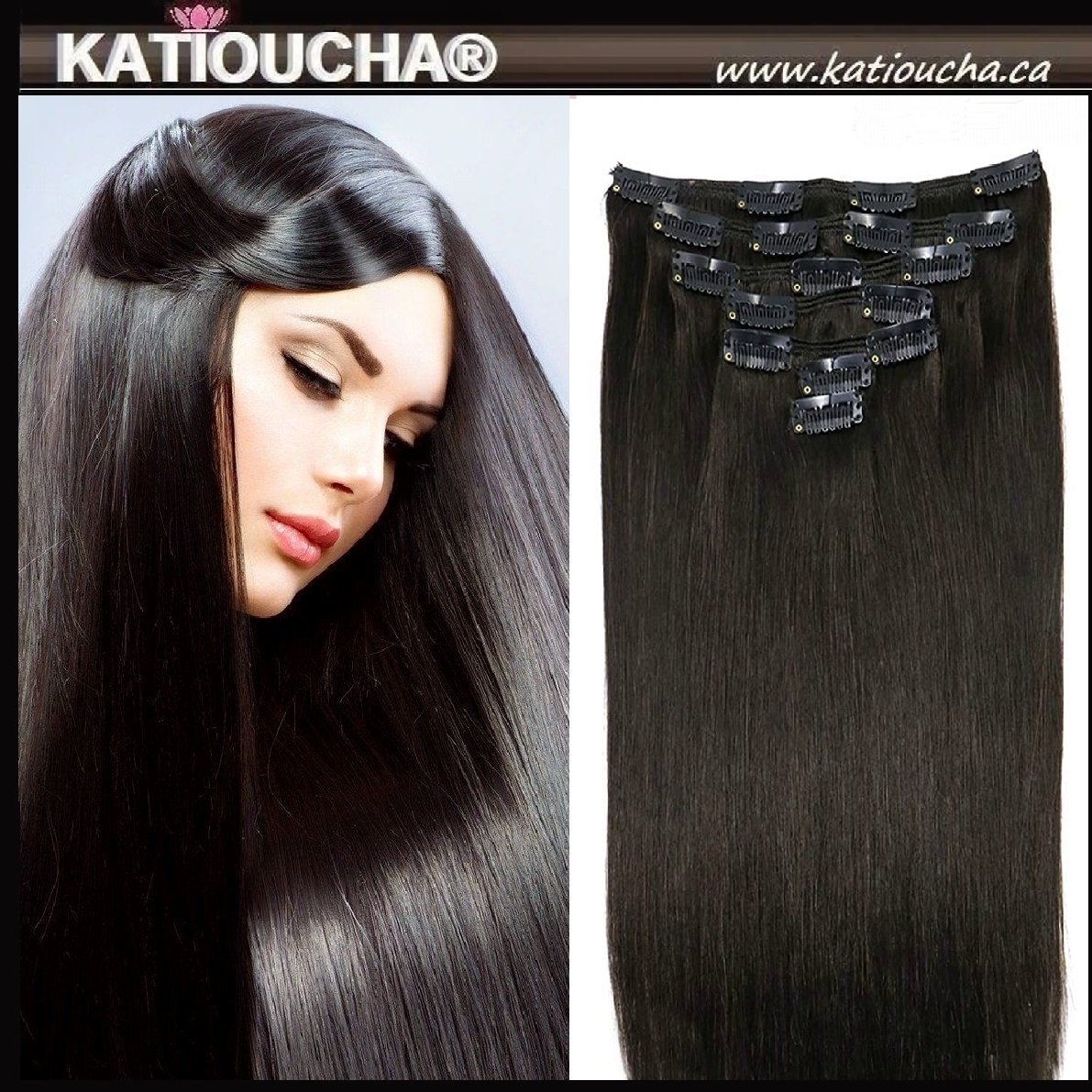 Natural human hair extensions clip outlet in