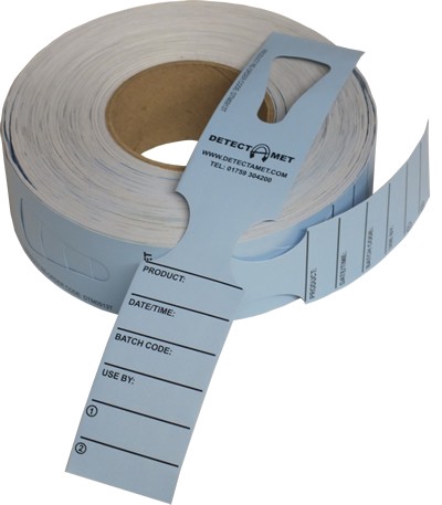 Metal Detectable Keyhole Tags Blue 50x279mm Roll 500 
